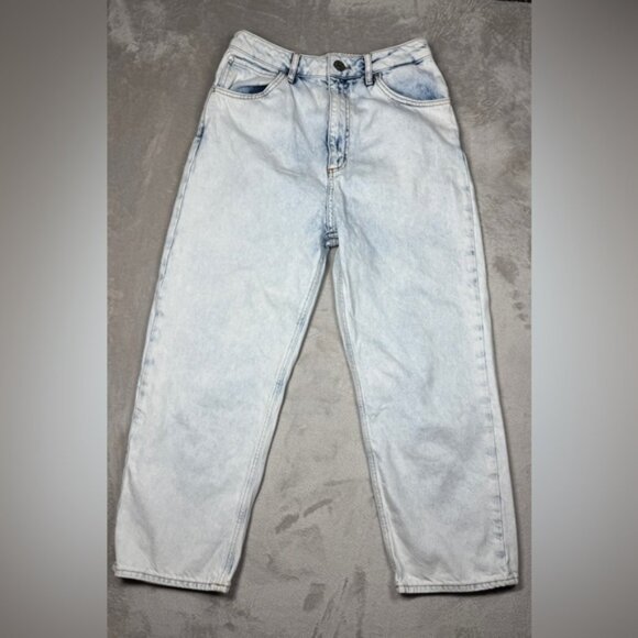 Sandro Paris 100% Cotton Wide Leg High Rise Ankle Very Light Blue Jeans 40 US 8 - Picture 4 of 16